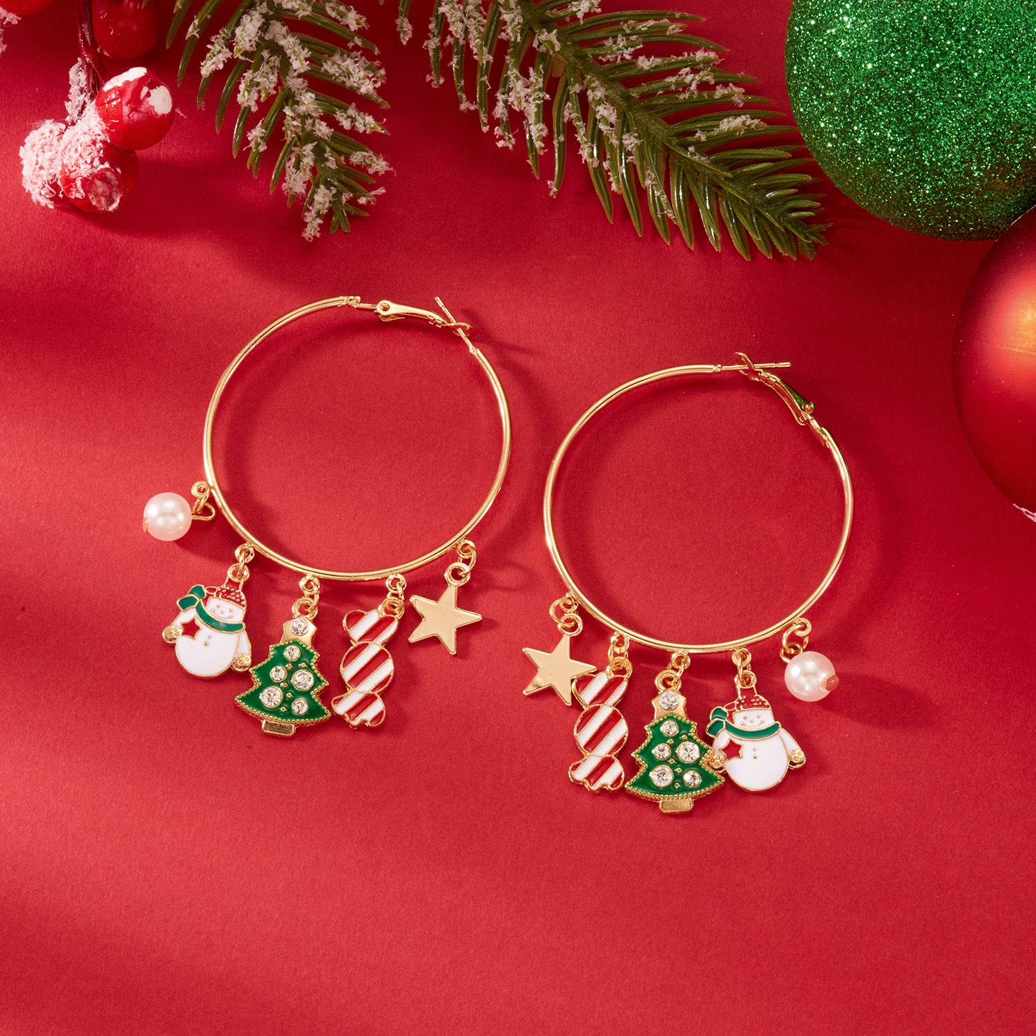 Wholesale New Christmas earrings for women all-match holiday Christmas gingerbread man cane earrings